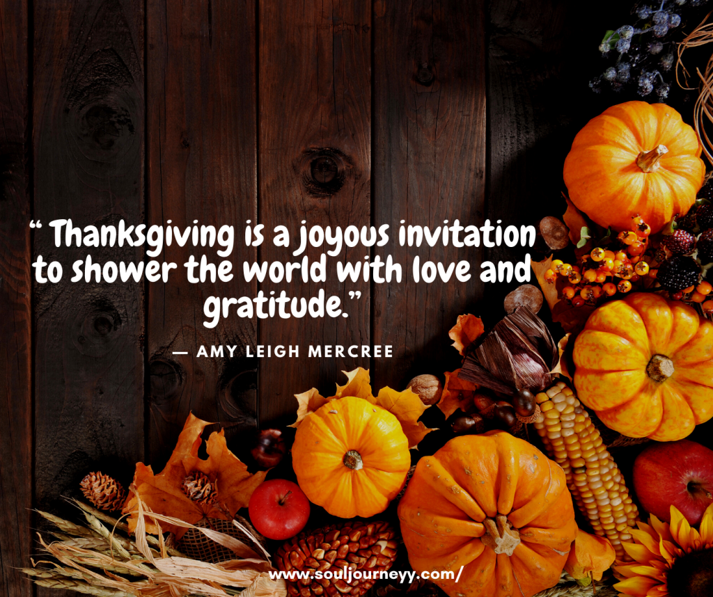 “ Thanksgiving is a joyous invitation to shower the world with love and gratitude.”— Amy Leigh Mercree
