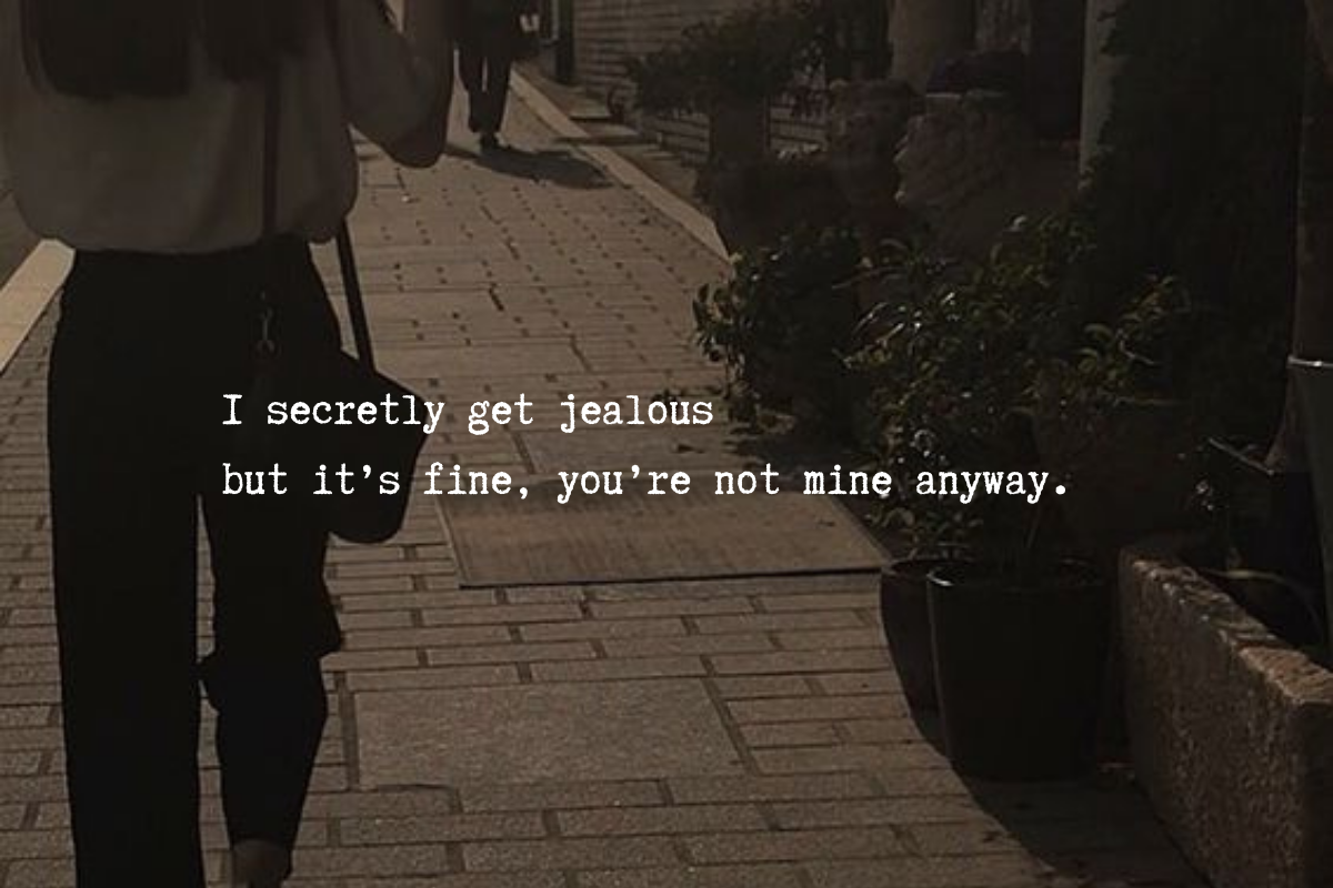 I secretly get jealous but it’s fine, you’re not mine anyway
